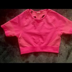 GYMSHARK ultra seamless crop top hot pink small